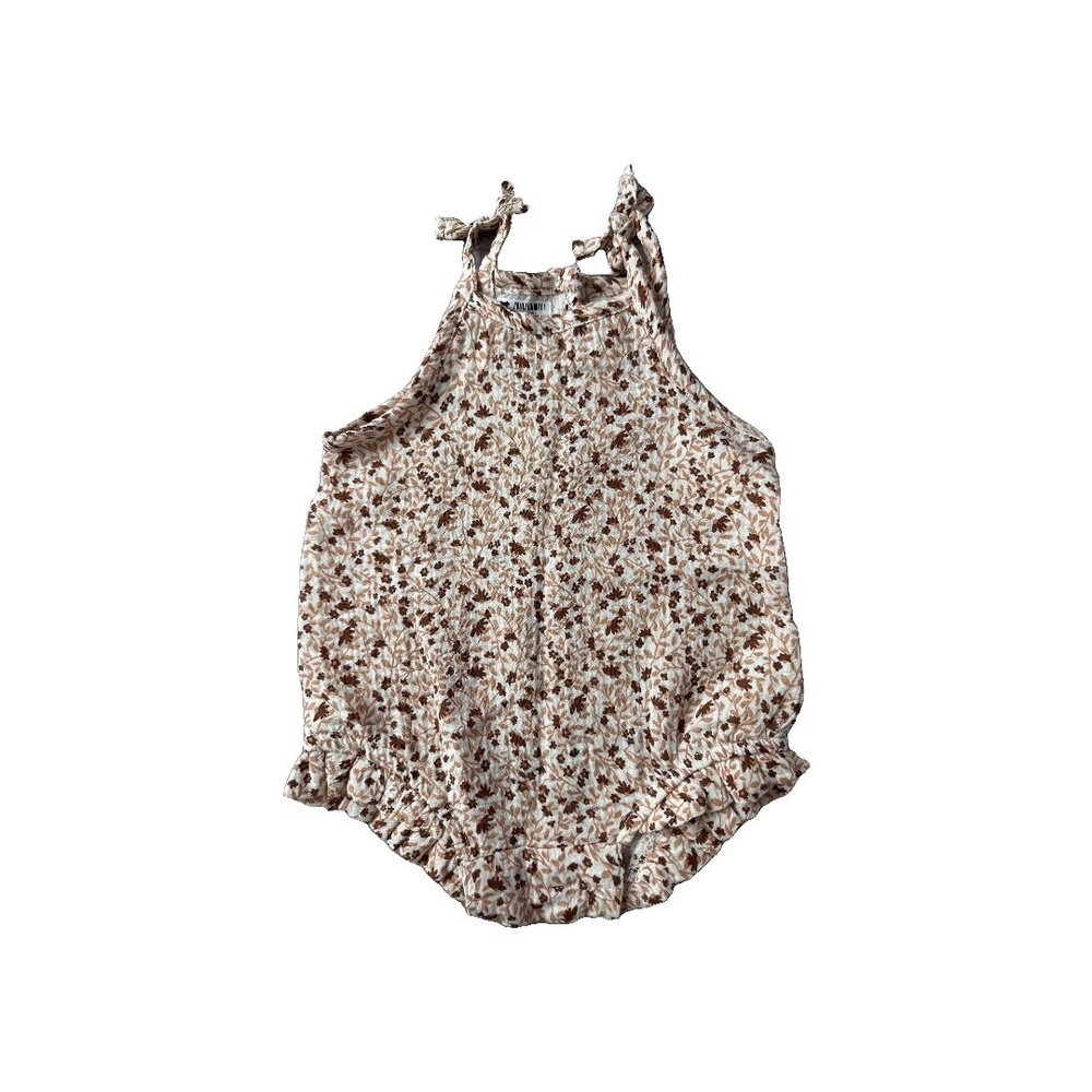 Colored Organics Floral Kids Matching Set - Cream and Brown